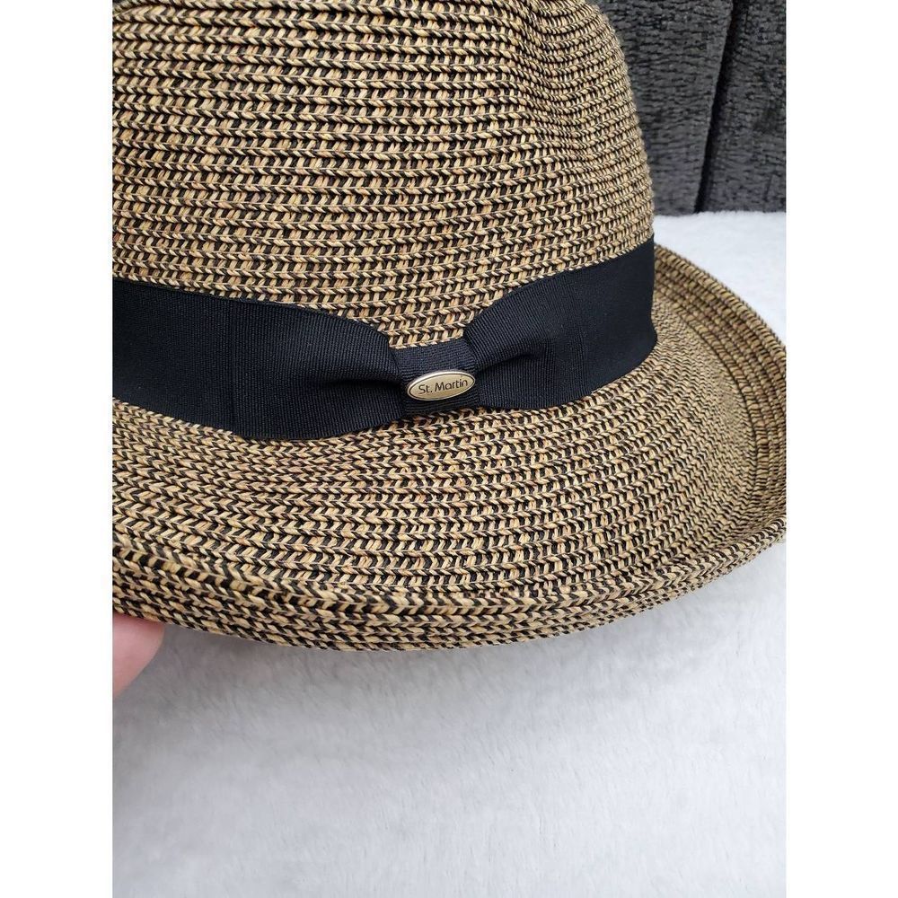 Saint Martin Straw Fedora Men's Hat OS - Picture 2 of 11